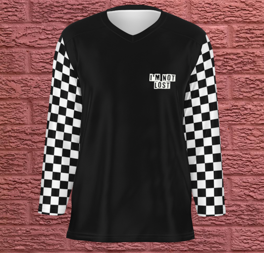 I'm Not Lost chequered flag sleeves jersey