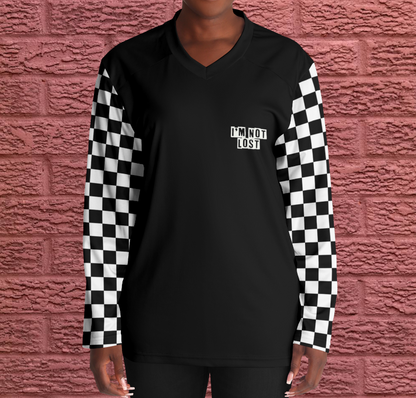 I'm Not Lost chequered flag sleeves jersey