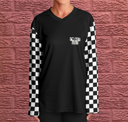 I'm Not Lost chequered flag sleeves jersey